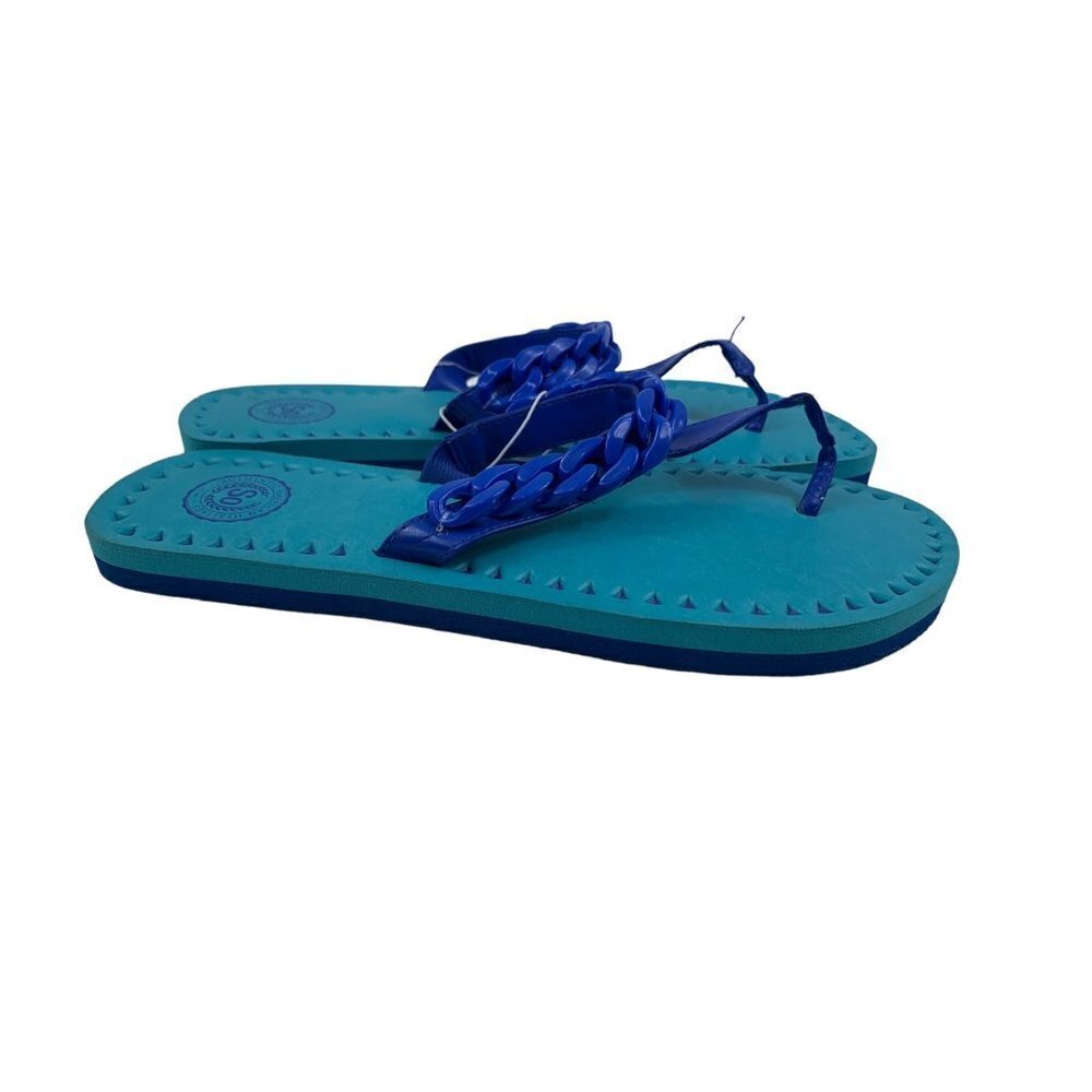 SO Women's Blue on Blue Flip Flops - Picture 3 of 5